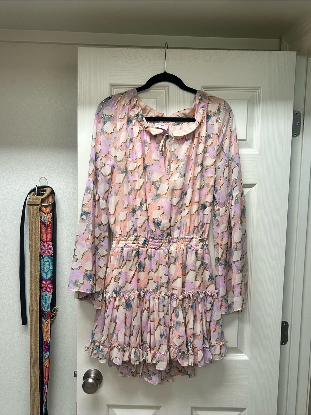Pastel Pink & Lavender Floral Ruffle dress
